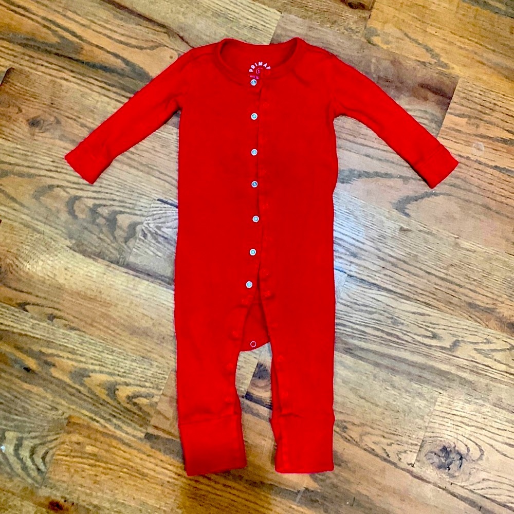 Primary Pajamas PJs Baby organic snap romper with convertible feet (6-9 …